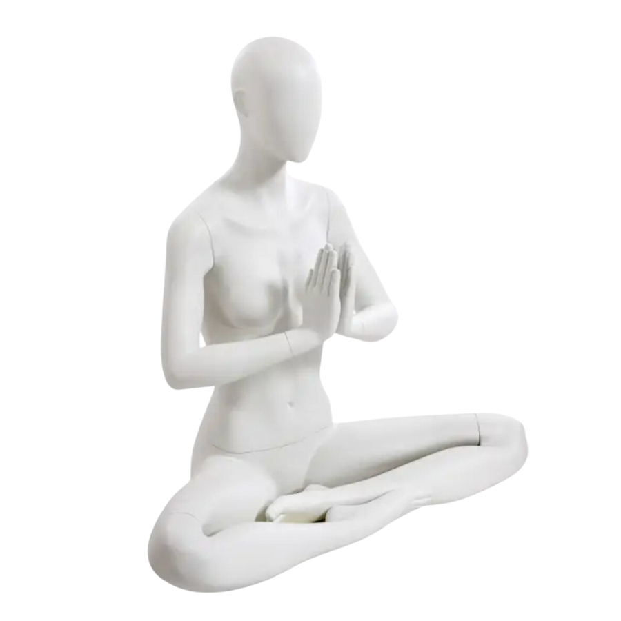 Female Yoga Mannequin Full Body Abstract Head in Lotus Pose