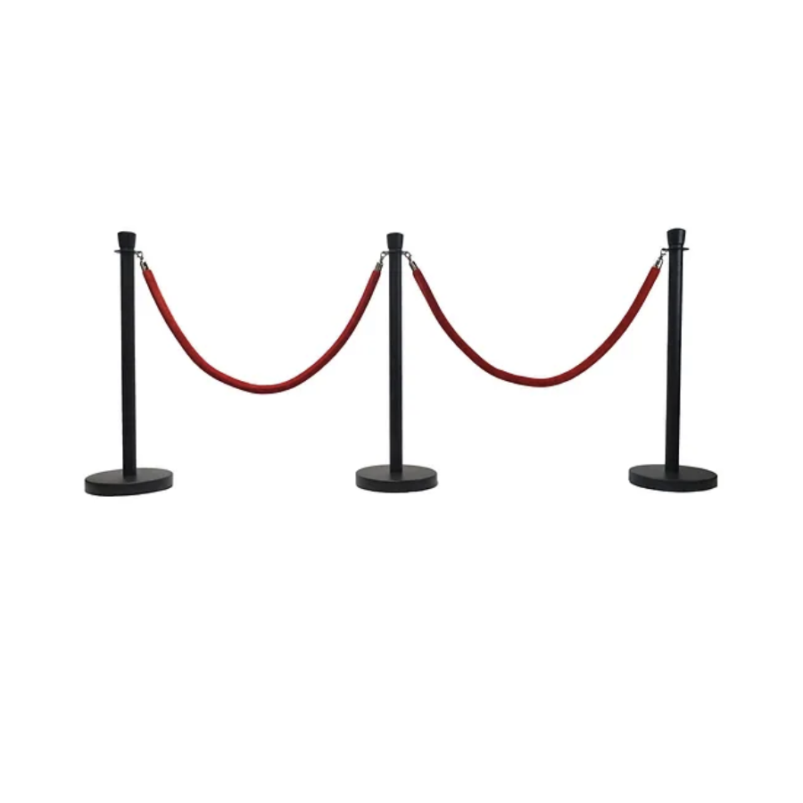 Red Black Bollards Rope Set